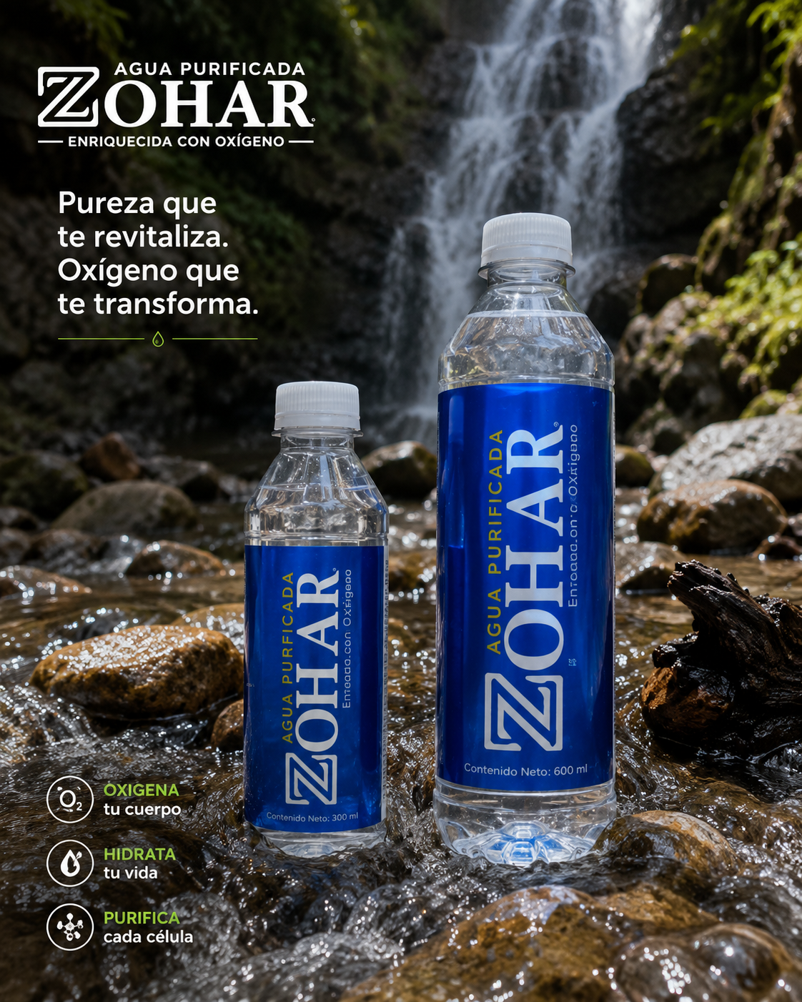 Botellas oficiales ZOHAR en entorno natural
